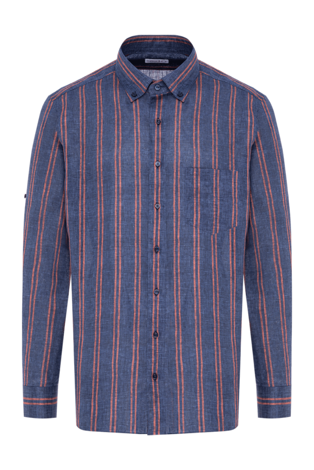 Zilli blue linen shirt with contrasting vertical stripes 196698 - photo 1
