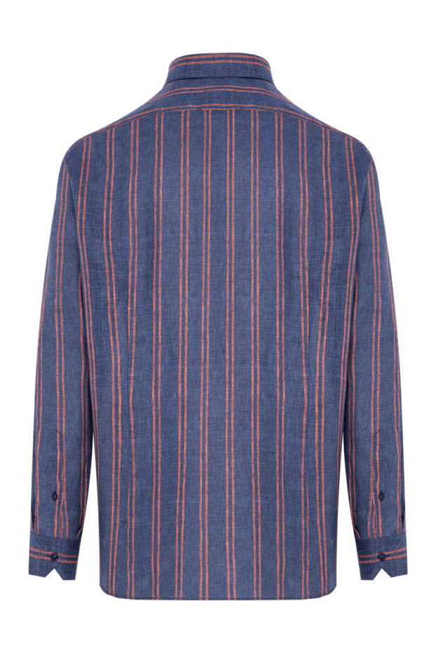 Zilli blue linen shirt with contrasting vertical stripes 196698 - photo 3