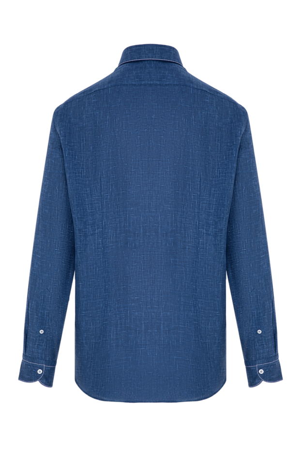 Zilli blue linen shirt with a stylish button-down collar and white buttons 196699 - photo 3