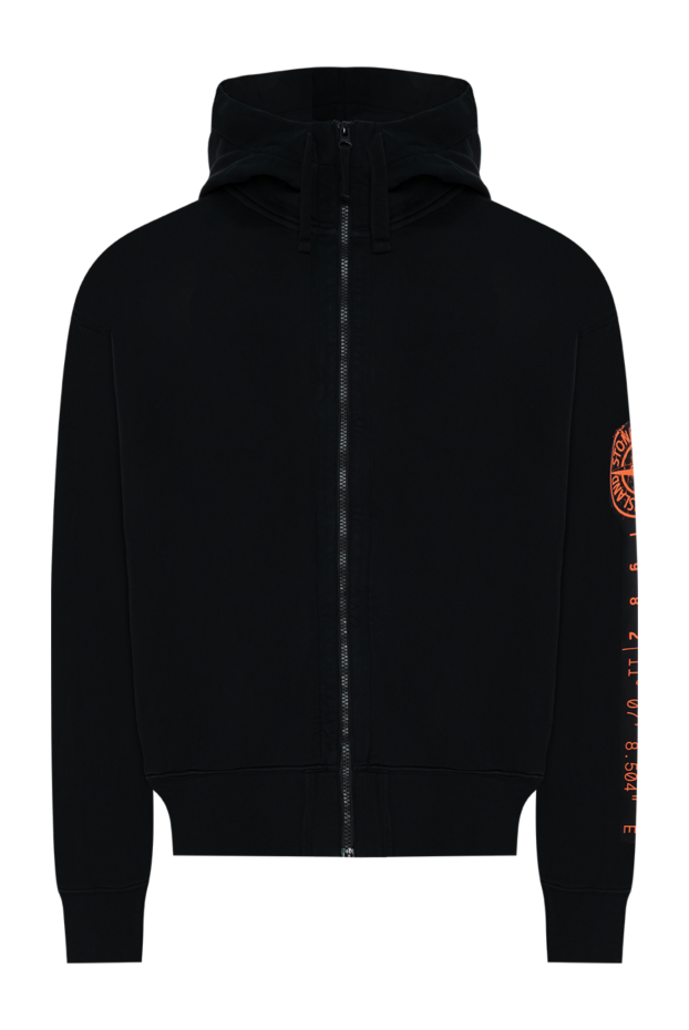 Stone Island cotton fleece sports jacket with a zip-up hood and a double-layer hood 196711 - photo 1