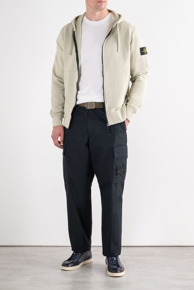 Stone Island толстовка чоловіча на блискавці з капюшоном в бежевому кольорі. 196715 - фото 2