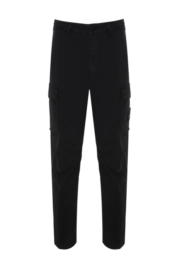 Stone Island men's black cargo pants made of heavy textured cotton 196716 - photo 1