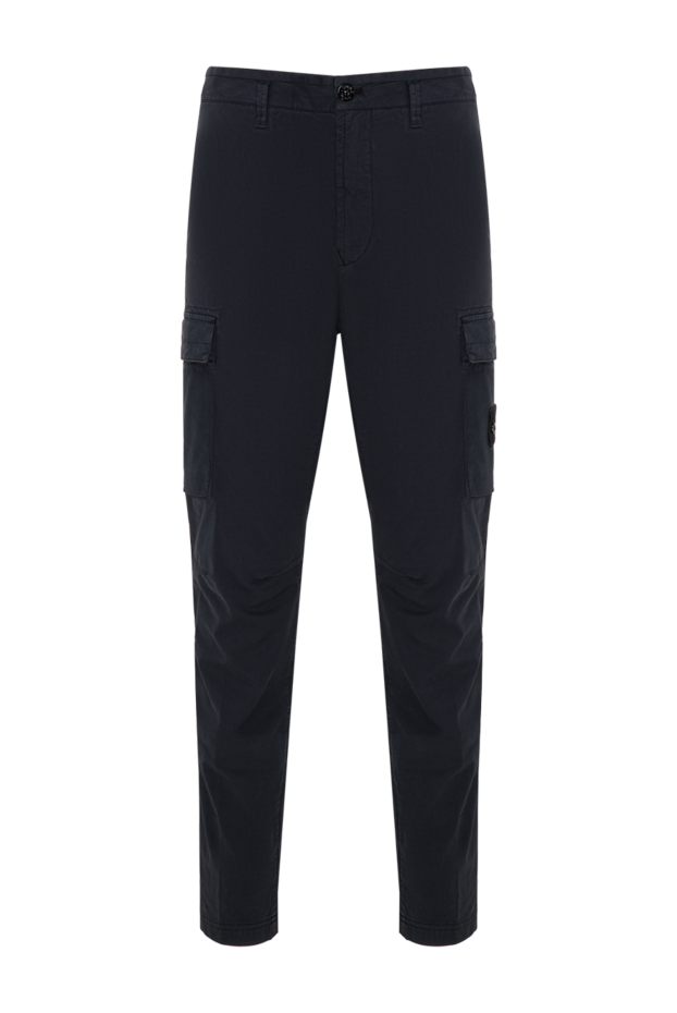 Stone Island men's navy blue technical stretch cotton cargo pants 196717 - photo 1