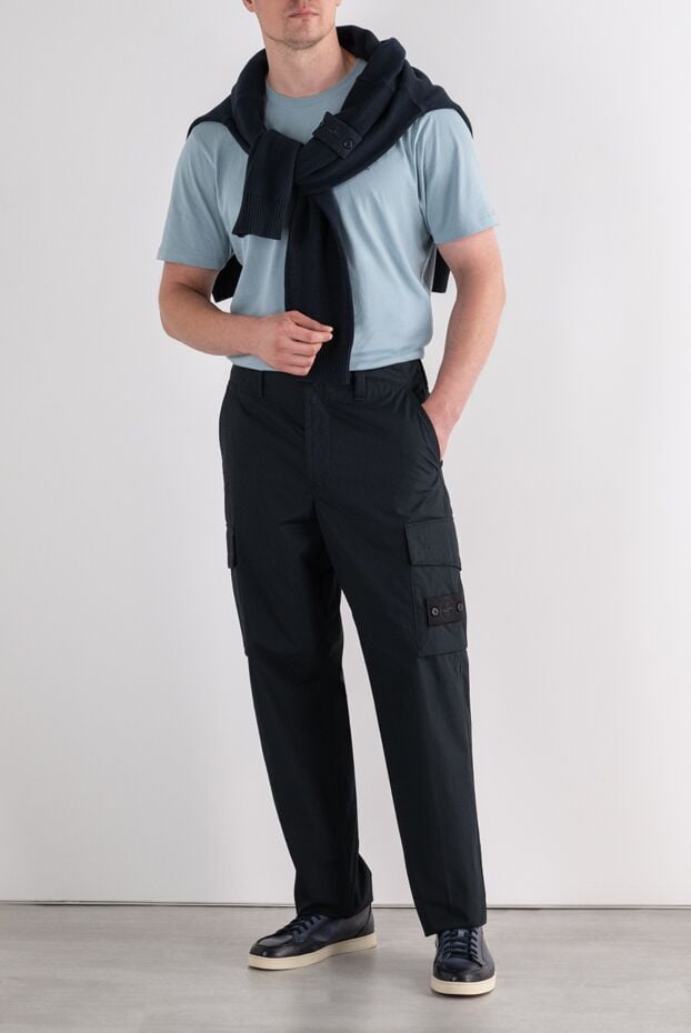 Stone Island black men's cargo pants with patch 196718 - photo 2