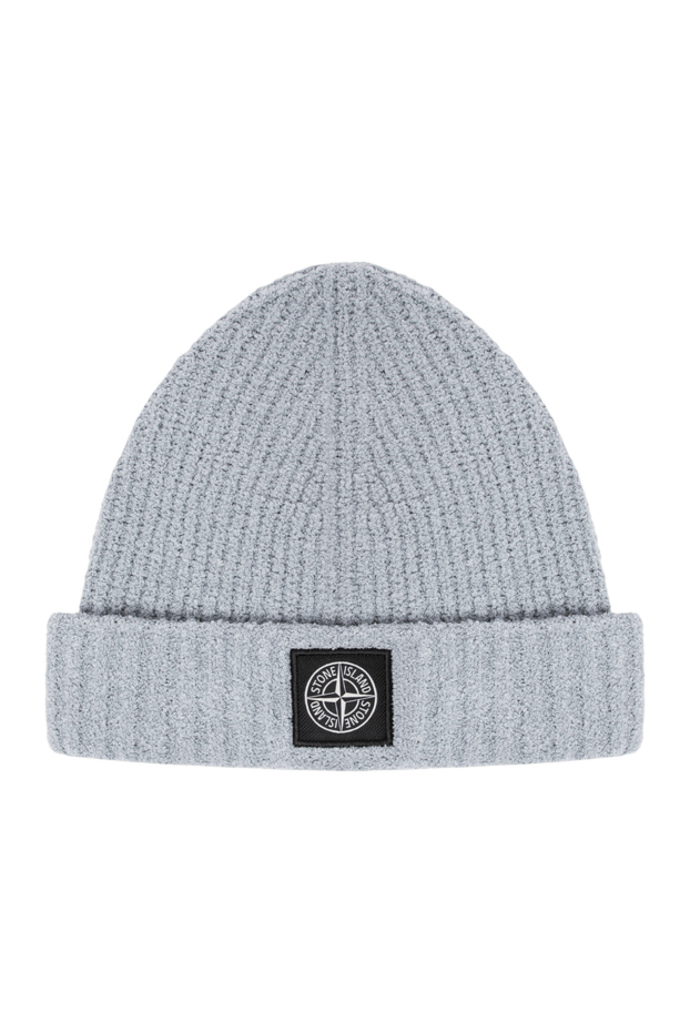 Stone Island men's gray ribbed cotton beanie hat with compass patch 196728 - photo 1