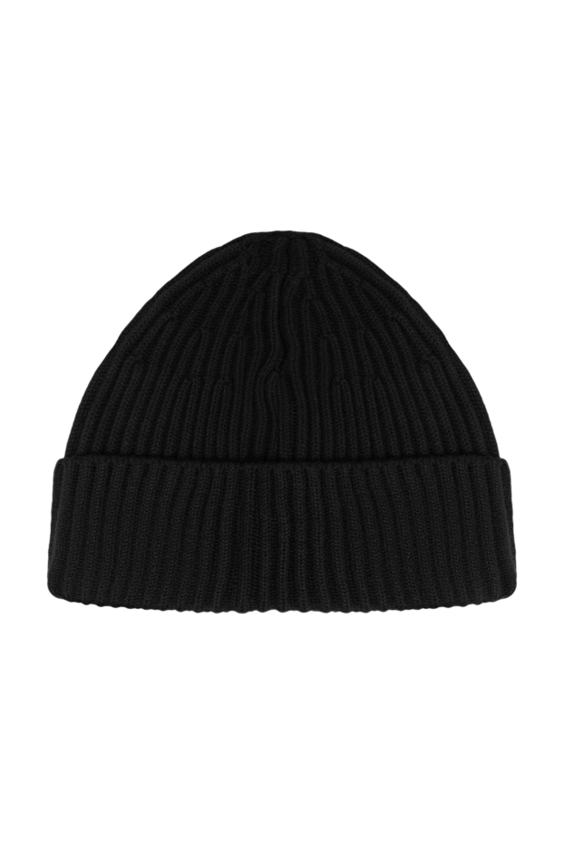 Stone Island men's navy blue ribbed cotton beanie hat with compass patch 196729 - photo 3