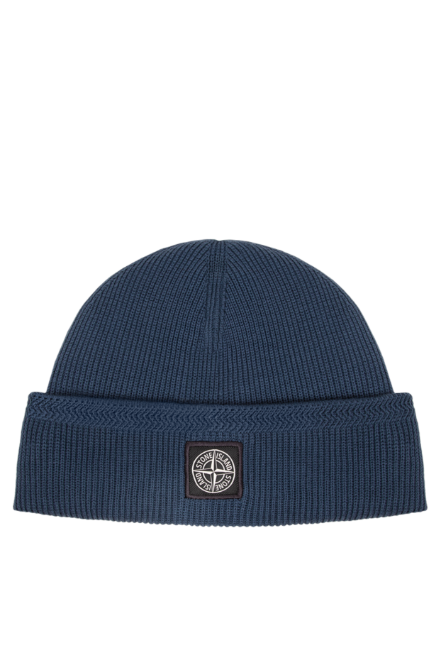Stone Island men's blue and melange cotton hat with a pattern on the lapel 196730 - photo 1