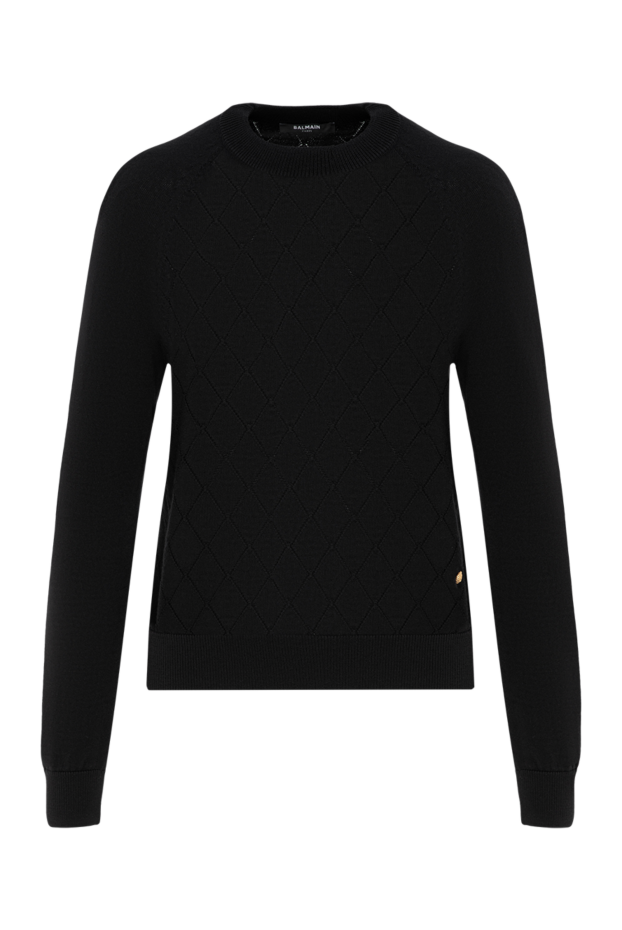 Balmain black knitted jumper with raised diamonds and gold detail 196742 - photo 1