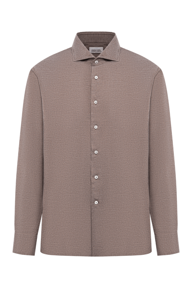 Alessandro Gherardi brown stretch cotton jersey shirt with a notched collar 196757 - photo 1