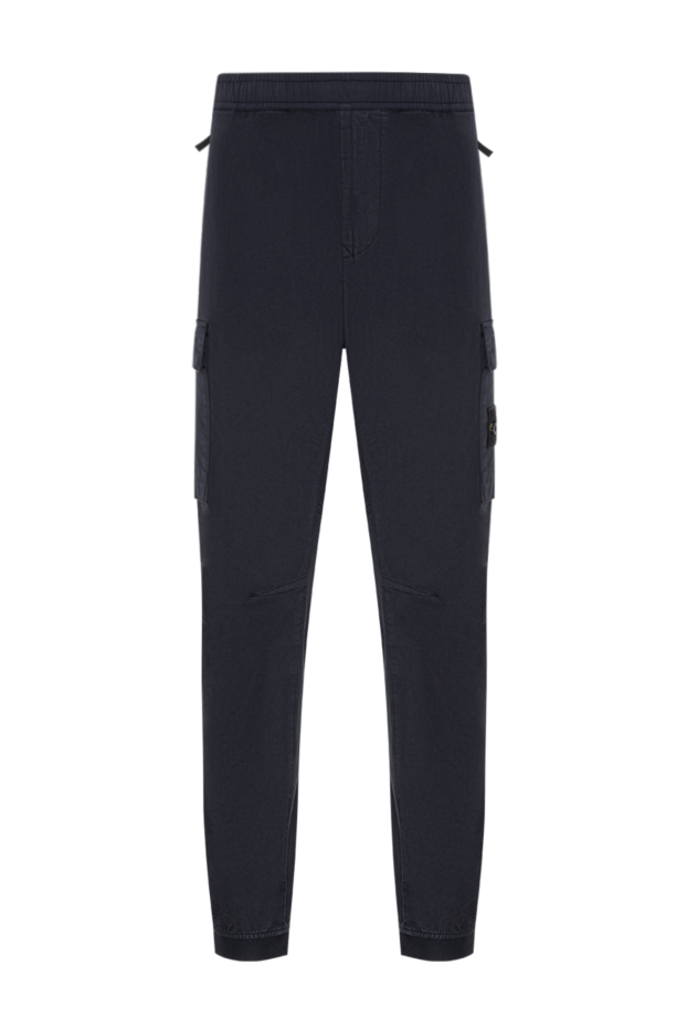 Stone Island men's navy blue cargo pants with elastic cuffs 196764 - photo 1