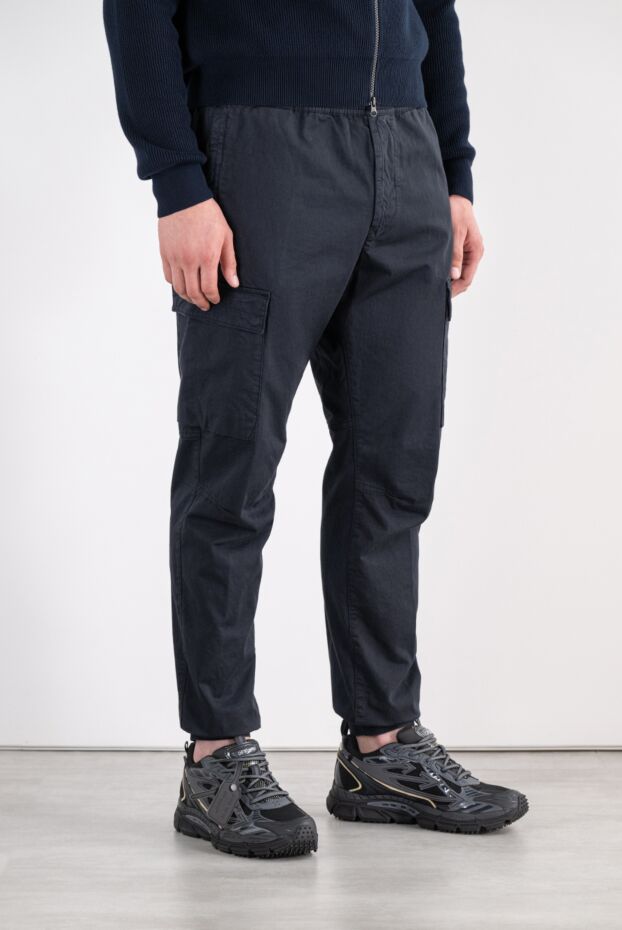 Stone Island men's navy blue cargo pants with elastic cuffs 196764 - photo 3