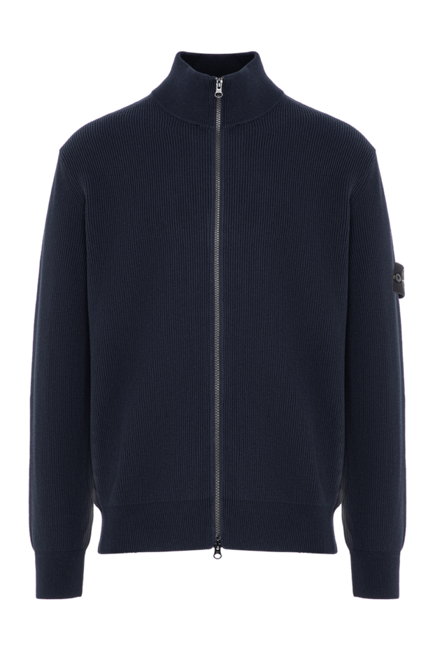 Stone Island dark blue men's cotton cardigan with a zipper 196766 - photo 1