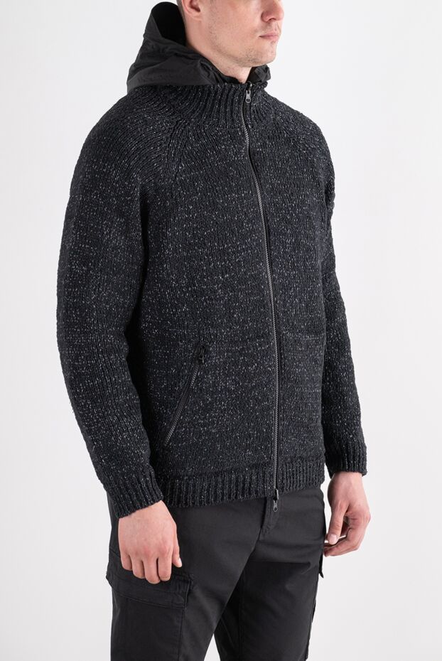 Stone Island black men's knitted cardigan with a hood 196768 - photo 3