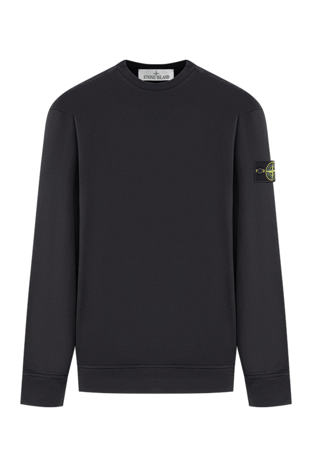 Men's sweatshirt in classic black with a patch on the sleeve - photo 1