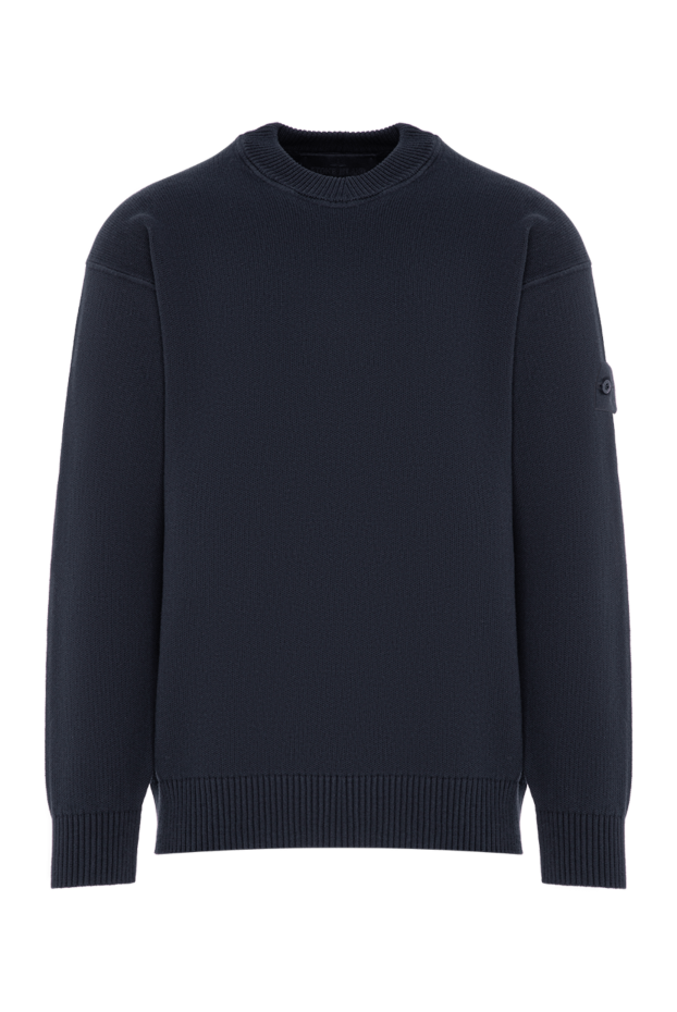 Stone Island blue cotton and cashmere knitted crew neck sweater 196774 - photo 1