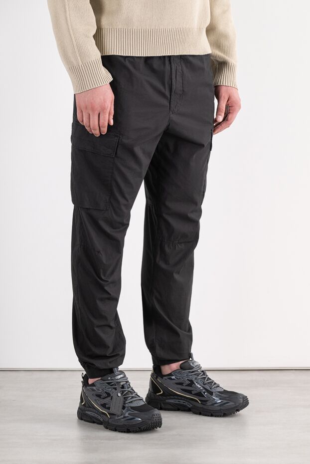 Stone Island black men's drawstring cargo pants 196776 - photo 3