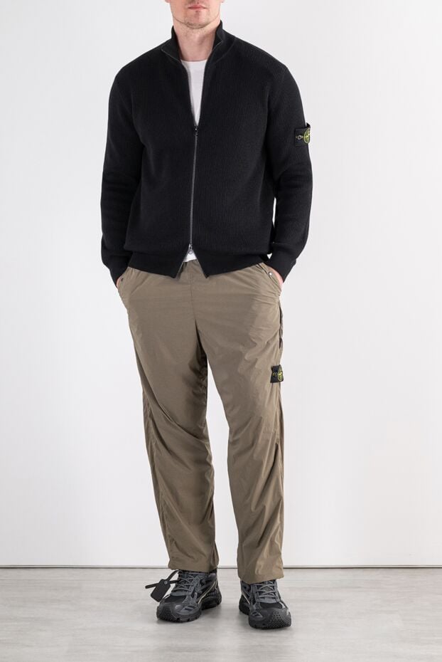 Stone Island black men's cotton cardigan with a zipper 196778 - photo 2