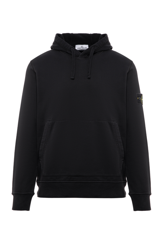 Stone Island black cotton hoodie with a kangaroo pocket 196779 - photo 1