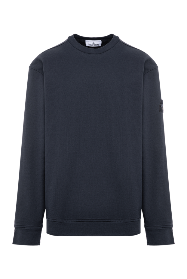 Stone Island blue cotton sweatshirt with a monochrome compass patch from the ghost piece line 196781 - photo 1