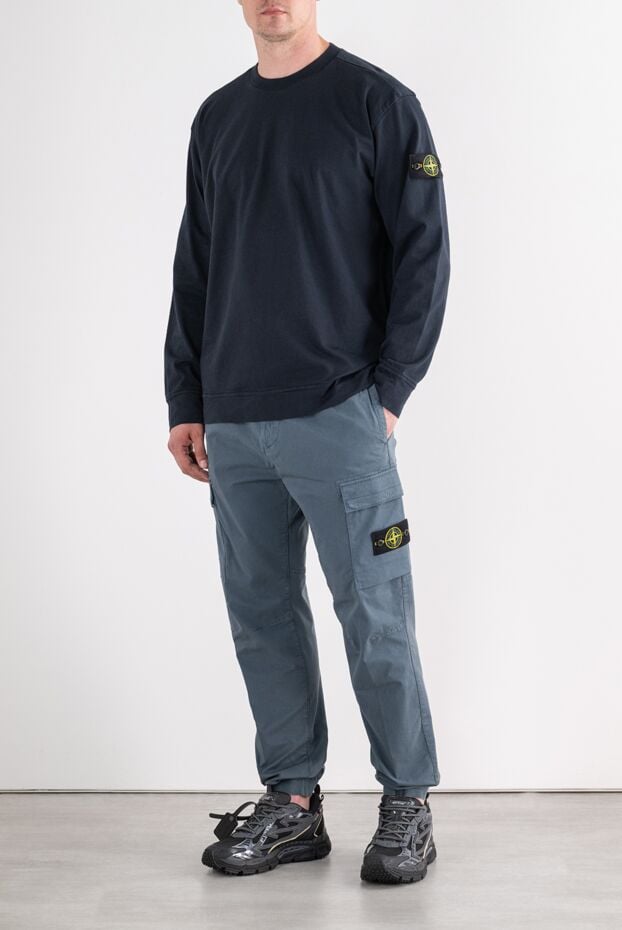 Stone Island blue cotton sweatshirt with a monochrome compass patch from the ghost piece line 196781 - photo 2