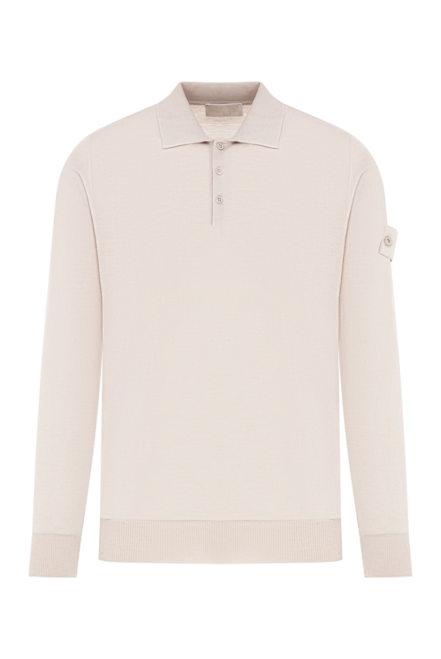 Stone Island трикотажне поло з довгим рукавом у бежевому кольорі 196784 - фото 1