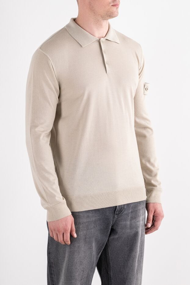 Stone Island трикотажне поло з довгим рукавом у бежевому кольорі 196784 - фото 3