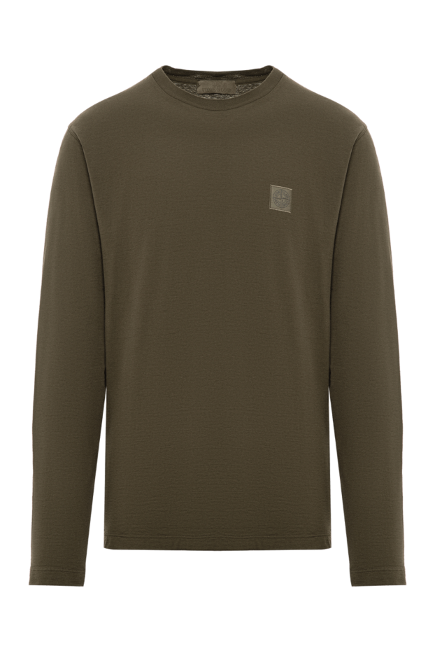 Stone Island olive cotton long sleeve t-shirt with a miniature matte compass logo 196786 - photo 1