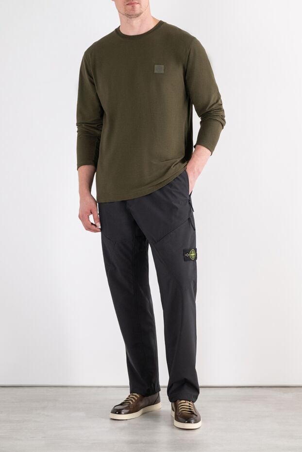 Stone Island olive cotton long sleeve t-shirt with a miniature matte compass logo 196786 - photo 2