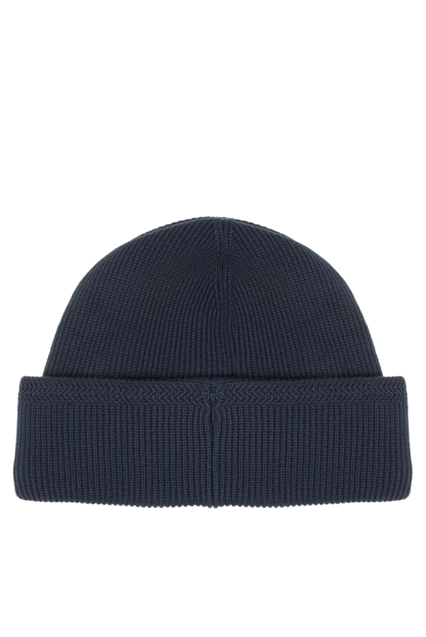 Stone Island navy blue ribbed knit hat with a patterned brim 196793 - photo 3