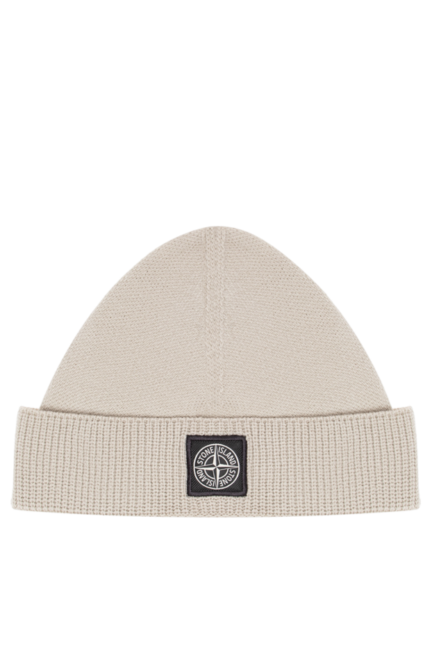 Stone Island light beige plain knit hat with ribbed cuff 196798 - photo 1