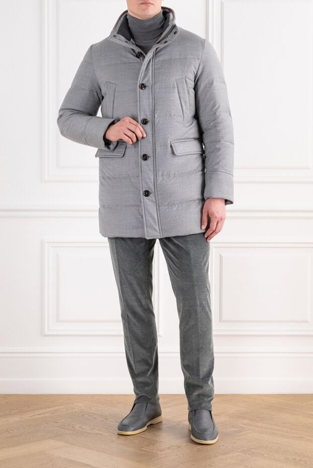 Moorer light gray men's down jacket barbieri-ll made of wool and cashmere 196817 - photo 2