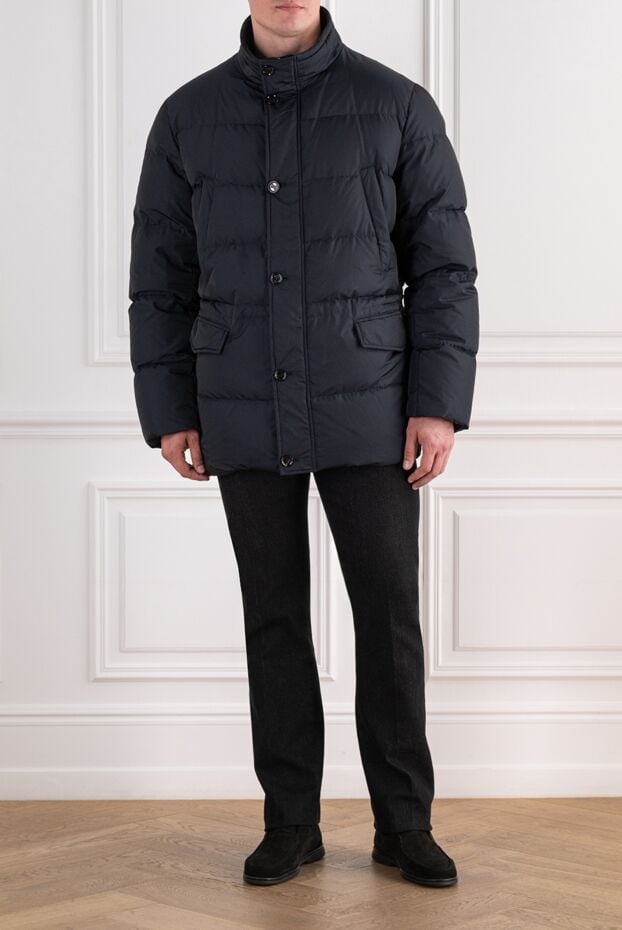 Moorer dark blue down jacket with horizontal quilting and patch pockets 196818 - photo 2