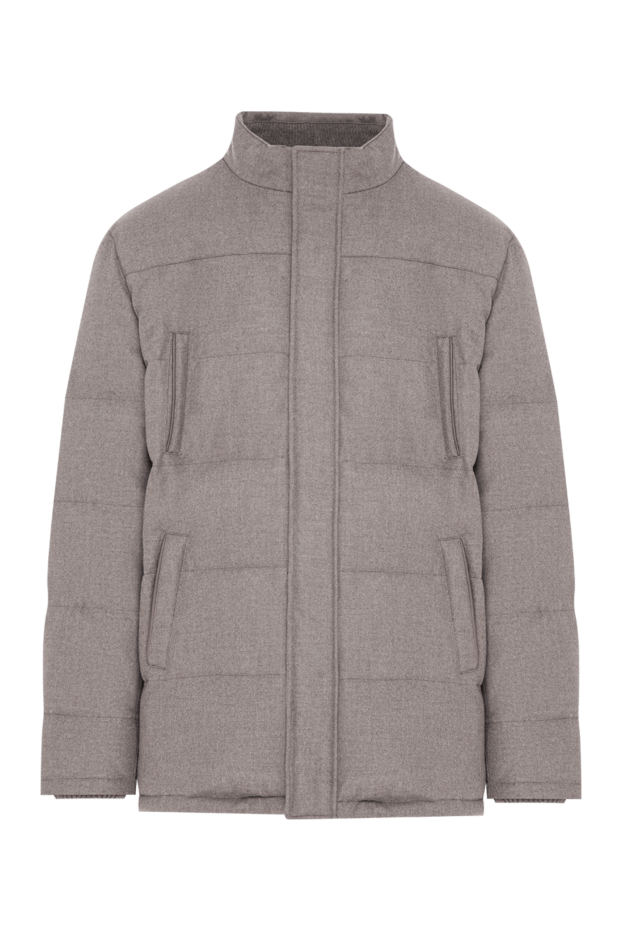 Enrico Mandelli quilted wool and cashmere jacket in taupe with a high collar 196819 - photo 1