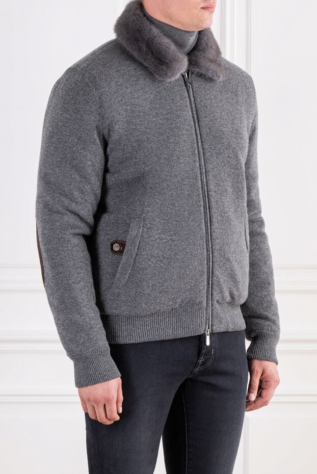 Svevo men's gray cashmere bomber jacket with fur 196833 - photo 3