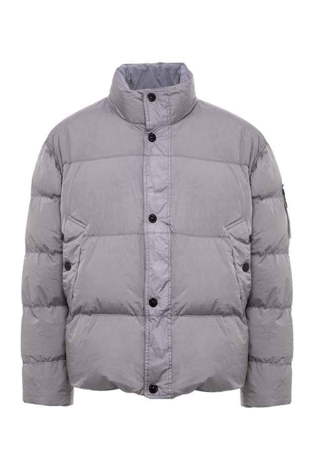 Stone Island gray oversized quilted down jacket with a snap-button wind flap 196857 - photo 1