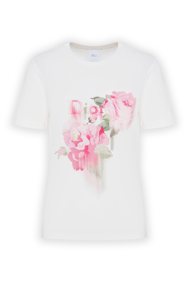 Dior crisp white cotton t-shirt with a watercolor floral print and embroidered logo 196872 - photo 1