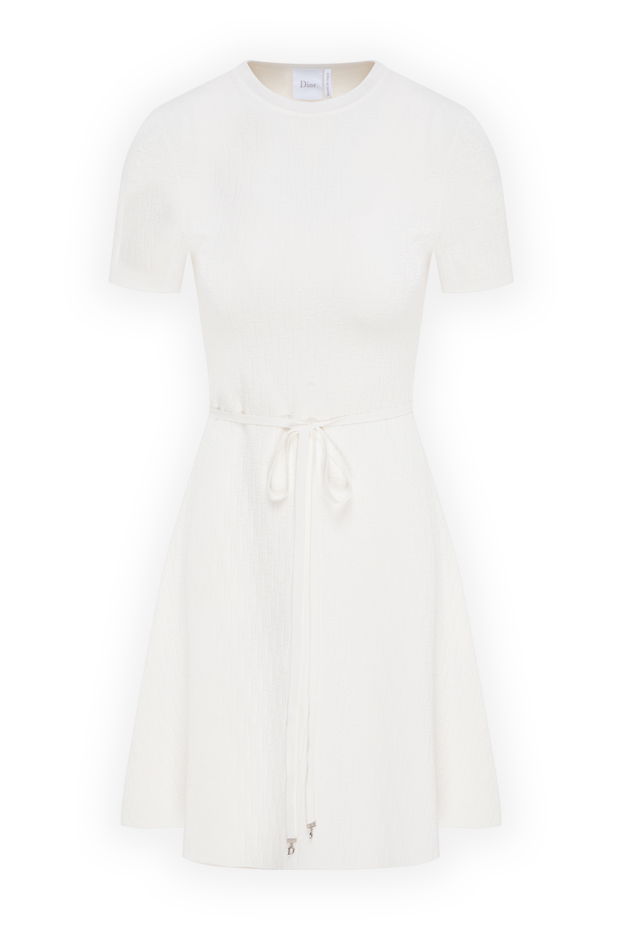 Dior white fitted mini dress in silk and cotton with a drawstring belt 196875 - photo 1