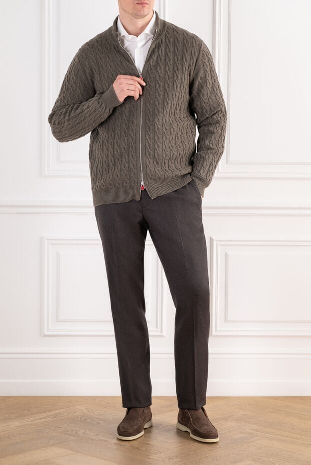 Kiton textured brown cashmere cardigan with a zipper 196889 - photo 2