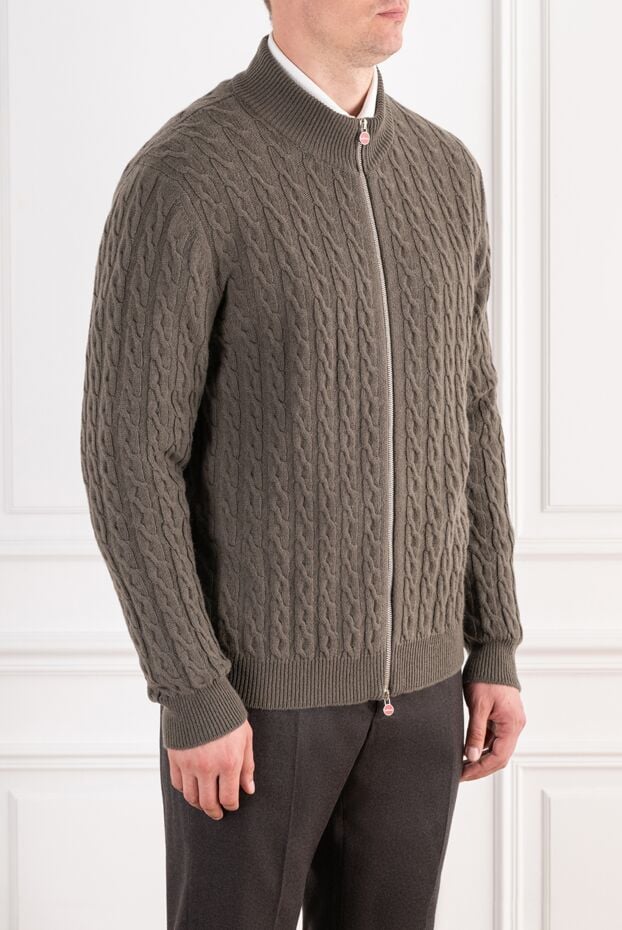 Kiton textured brown cashmere cardigan with a zipper 196889 - photo 3