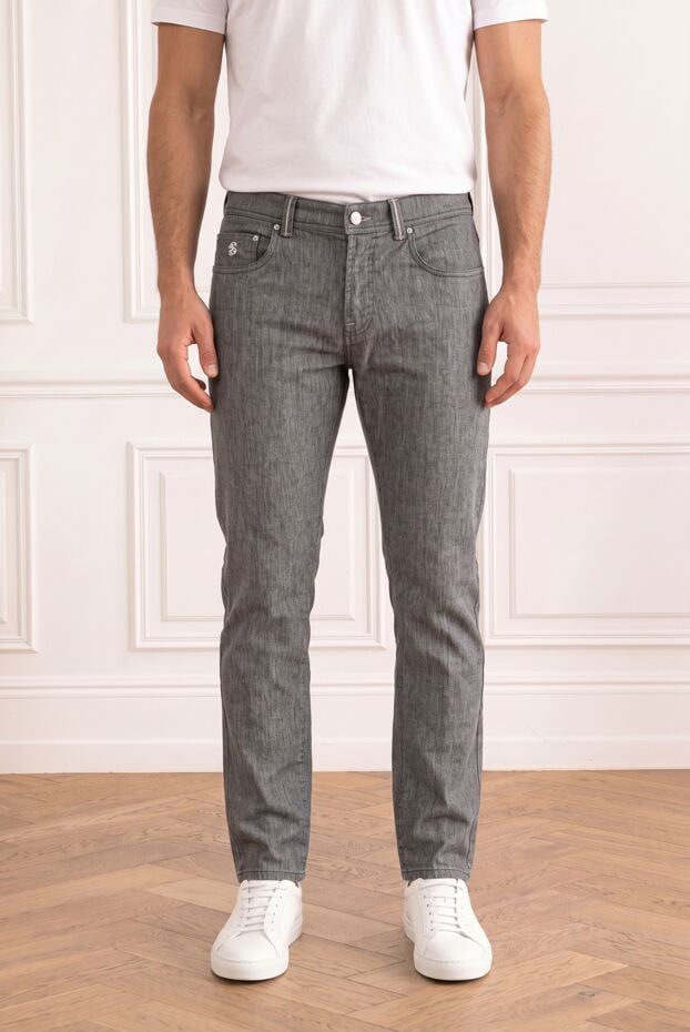 Zilli men's five-pocket jeans in a gray melange shade with embroidery (markdown) (markdown) 196996 - photo 1