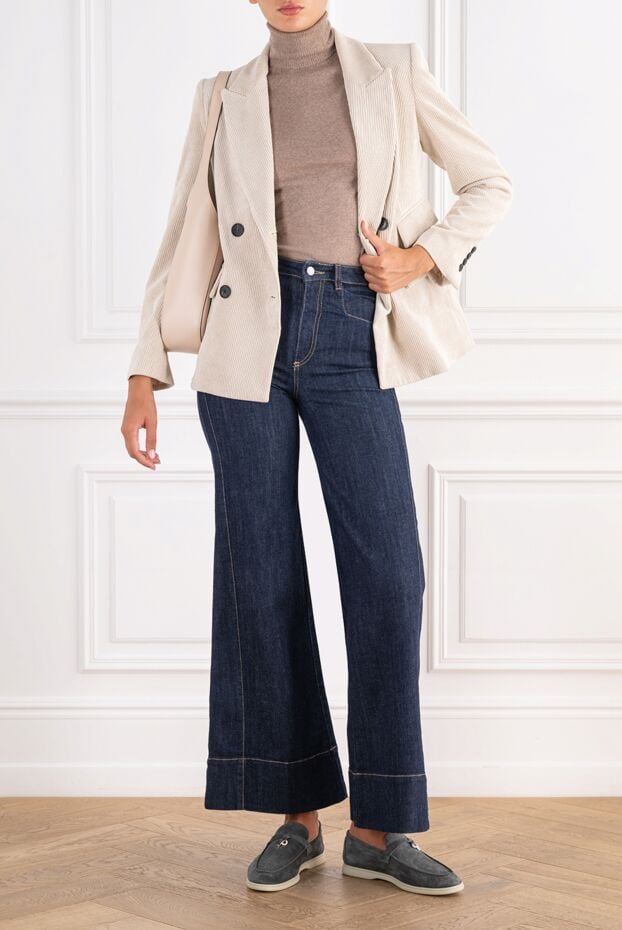 D.Exterior flared jeans in heavyweight indigo denim with contrast stitching 197145 - photo 2