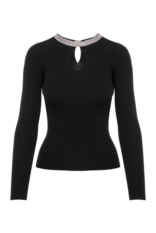 D.Exterior fitted knit jumper in ink black with lurex piping 197147 - photo 1