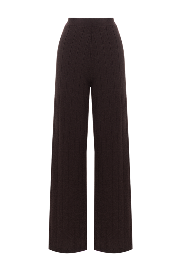 D.Exterior knitted palazzo pants in a deep coffee shade with a vertical ribbed pattern 197163 - photo 1
