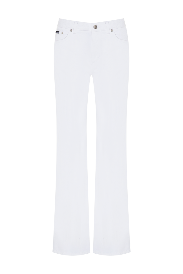 Dolce & Gabbana women's crisp white high-waist flared jeans with signature metal plate 197385 - photo 1