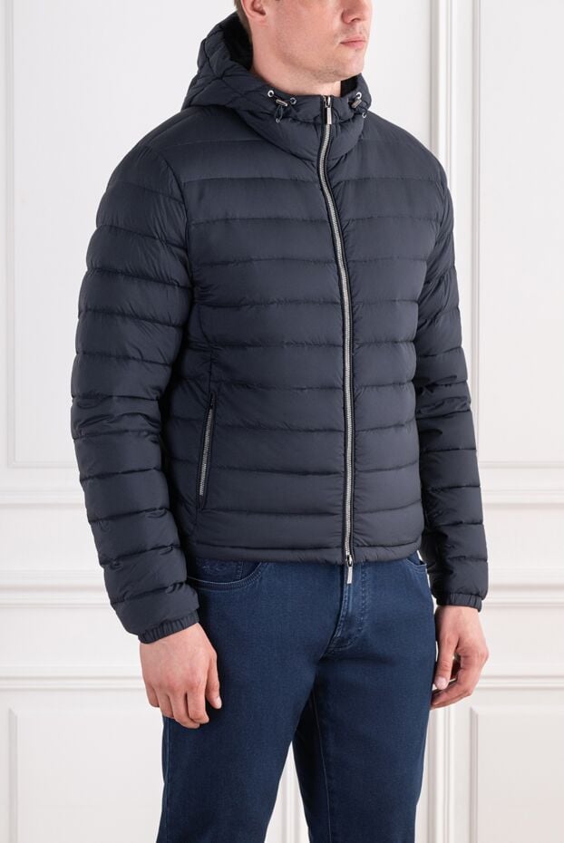 Moorer ultra-lightweight quilted blue down jacket with a fixed hood 197396 - photo 3