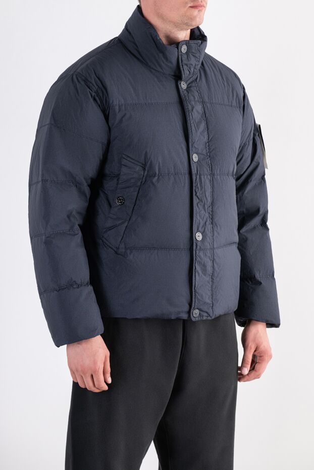 Stone Island blue quilted down jacket with a high stand-up collar 197409 - photo 3