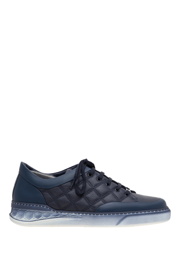 Zilli blue leather sneakers with shaped stitching and a gradient sole 197430 - photo 1