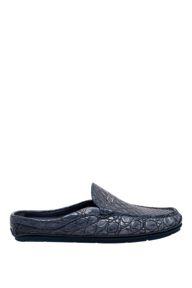 Zilli men's blue crocodile leather loafers with metal monogram 197433 - photo 1
