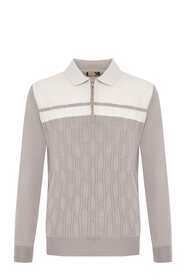 Zilli beige long sleeve polo shirt with cable pattern combination 197441 - photo 1