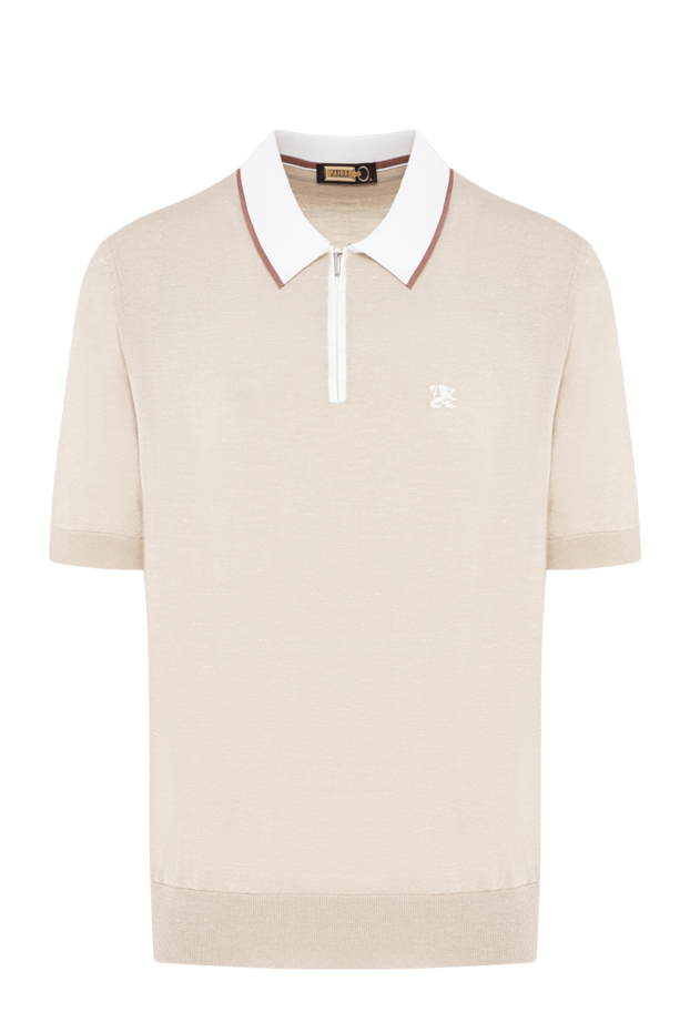Zilli beige polo shirt with a contrast collar and embroidered brand logo 197444 - photo 1